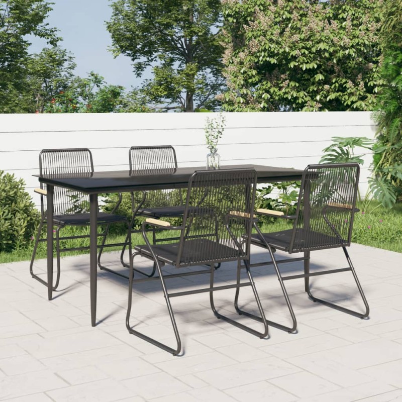 vidaXL Juego de comedor de jardín 5 piezas ratán PVC negro vidaXL Juego de comedor de jardín 5 piezas ratán PVC negro