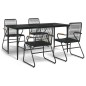vidaXL Juego de comedor de jardín 5 piezas ratán PVC negro vidaXL Juego de comedor de jardín 5 piezas ratán PVC negro