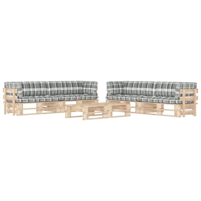 vidaXL Muebles de palets 6 pzas y cojines madera pino impregnada vidaXL Muebles de palets 6 pzas y cojines madera pino impregnada