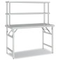 vidaXL Mesa de trabajo para cocina con estante acero inox 120x60x145cm vidaXL Mesa de trabajo para cocina con estante acero inox 120x60x145cm