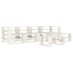 vidaXL Juego de muebles de palets para jardín 6 piezas madera blanco