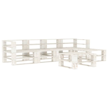 vidaXL Juego de muebles de palets para jardín 6 piezas madera blanco