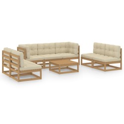 vidaXL Muebles de jardín 8 piezas con cojines de madera de pino maciza