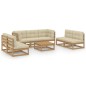 vidaXL Muebles de jardín 8 piezas con cojines de madera de pino maciza vidaXL Muebles de jardín 8 piezas con cojines de madera de pino maciza