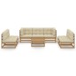 vidaXL Muebles de jardín 8 piezas con cojines de madera de pino maciza vidaXL Muebles de jardín 8 piezas con cojines de madera de pino maciza