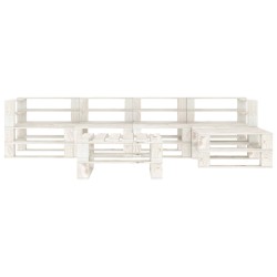 vidaXL Juego de muebles de palets para jardín 6 piezas madera blanco