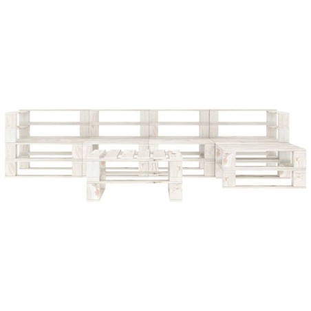 vidaXL Juego de muebles de palets para jardín 6 piezas madera blanco
