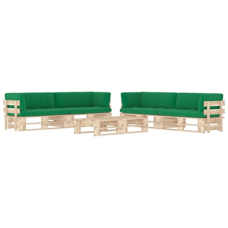 vidaXL Muebles de palets 6 pzas y cojines madera pino impregnada vidaXL Muebles de palets 6 pzas y cojines madera pino impregnada