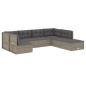 vidaXL Set de muebles de jardín 7 pzas y cojines ratán sintético gris vidaXL Set de muebles de jardín 7 pzas y cojines ratán sintético gris