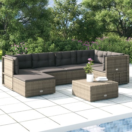 vidaXL Set de muebles de jardín 6 pzas y cojines ratán sintético gris