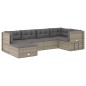 vidaXL Set de muebles de jardín 6 pzas y cojines ratán sintético gris vidaXL Set de muebles de jardín 6 pzas y cojines ratán sintético gris