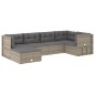 vidaXL Set de muebles de jardín 6 pzas y cojines ratán sintético gris vidaXL Set de muebles de jardín 6 pzas y cojines ratán sintético gris