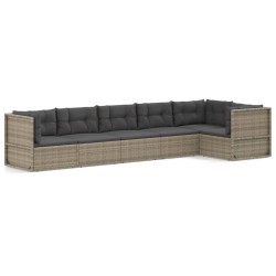 vidaXL Set de muebles de jardín 6 pzas y cojines ratán sintético gris