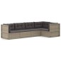 vidaXL Set de muebles de jardín 5 pzas y cojines ratán sintético gris vidaXL Set de muebles de jardín 5 pzas y cojines ratán sintético gris