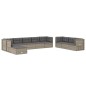 vidaXL Set de muebles de jardín 10 pzas y cojines ratán sintético gris vidaXL Set de muebles de jardín 10 pzas y cojines ratán sintético gris