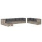 vidaXL Set de muebles de jardín 10 pzas y cojines ratán sintético gris vidaXL Set de muebles de jardín 10 pzas y cojines ratán sintético gris