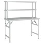 vidaXL Mesa de trabajo para cocina con estante acero inox 120x60x145cm vidaXL Mesa de trabajo para cocina con estante acero inox 120x60x145cm