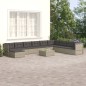 vidaXL Set de muebles de jardín 10 pzas y cojines ratán sintético gris vidaXL Set de muebles de jardín 10 pzas y cojines ratán sintético gris