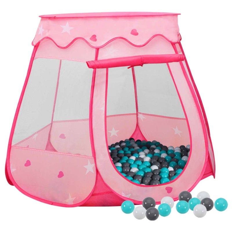 vidaXL Tienda de juegos para niños con 250 bolas rosa 102x102x82 cm vidaXL Tienda de juegos para niños con 250 bolas rosa 102x102x82 cm