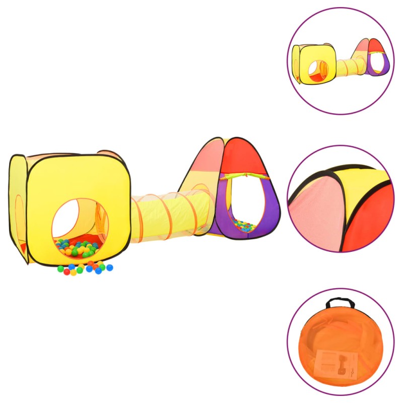 vidaXL Tienda de juegos niños con 250 bolas multicolor 255x80x100cm vidaXL Tienda de juegos niños con 250 bolas multicolor 255x80x100cm