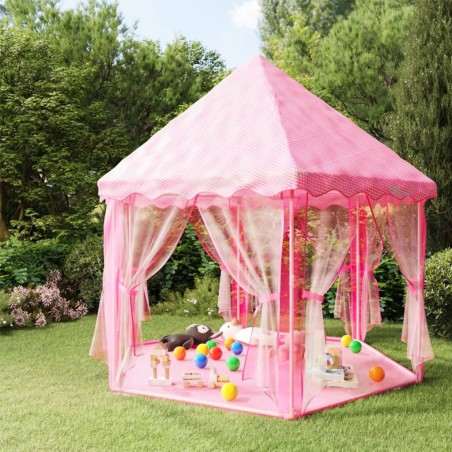 vidaXL Carpa de juegos de princesa con 250 bolas rosa 133x140 cm