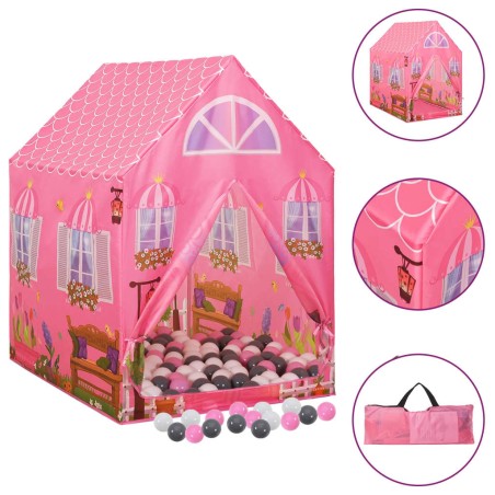 vidaXL Tienda de juegos para niños con 250 bolas rosa 69x94x104 cm