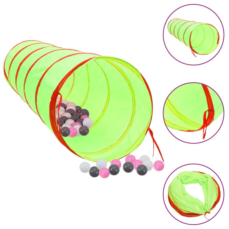 vidaXL Túnel de juegos para niños con 250 bolas poliéster verde 175 cm vidaXL Túnel de juegos para niños con 250 bolas poliéster verde 175 cm