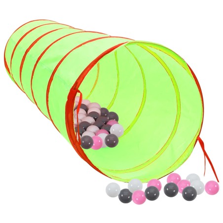 vidaXL Túnel de juegos para niños con 250 bolas poliéster verde 175 cm