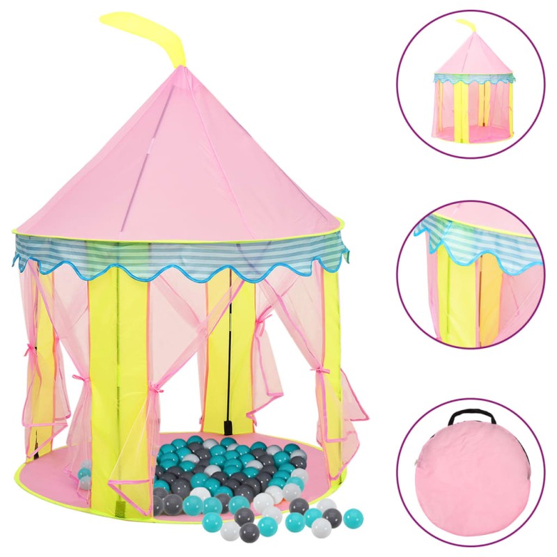 vidaXL Tienda de juegos para niños con 250 bolas rosa 100x100x127 cm vidaXL Tienda de juegos para niños con 250 bolas rosa 100x100x127 cm