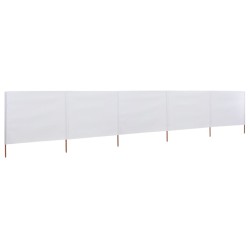vidaXL Paravientos de playa de 5 paneles tela blanco arena 600x160cm