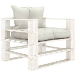 vidaXL Sofá de palets para jardín madera con cojines beige
