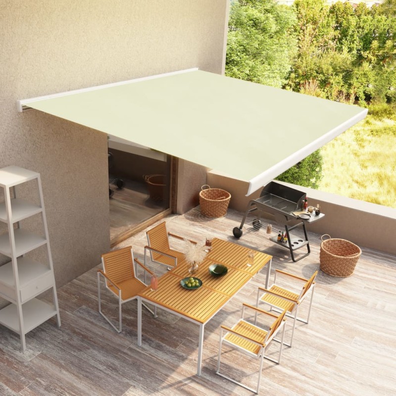vidaXL Toldo de carrete motorizado color crema 450x300 cm
