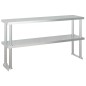vidaXL Mesa de trabajo para cocina con estante acero inox 120x60x145cm vidaXL Mesa de trabajo para cocina con estante acero inox 120x60x145cm