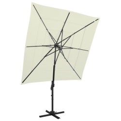 vidaXL Sombrilla de 4 niveles con poste aluminio arena 250x250 cm