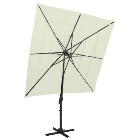 vidaXL Sombrilla de 4 niveles con poste aluminio arena 250x250 cm