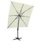 vidaXL Sombrilla de 4 niveles con poste aluminio arena 250x250 cm