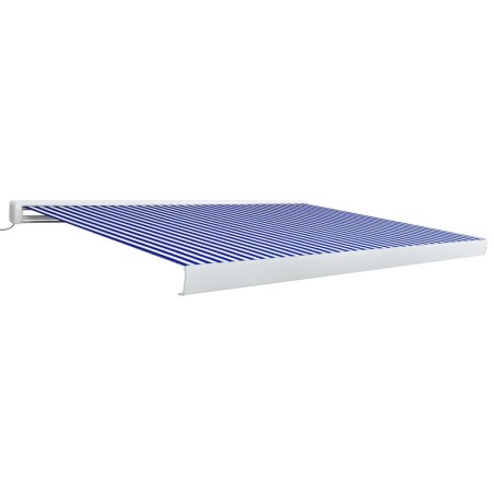 vidaXL Toldo de carrete motorizado azul y blanco 350x250 cm