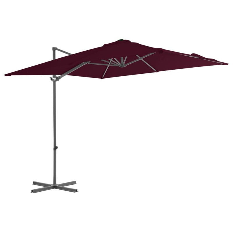 vidaXL Sombrilla voladiza con poste de acero rojo burdeos 250x250 cm vidaXL Sombrilla voladiza con poste de acero rojo burdeos 250x250 cm