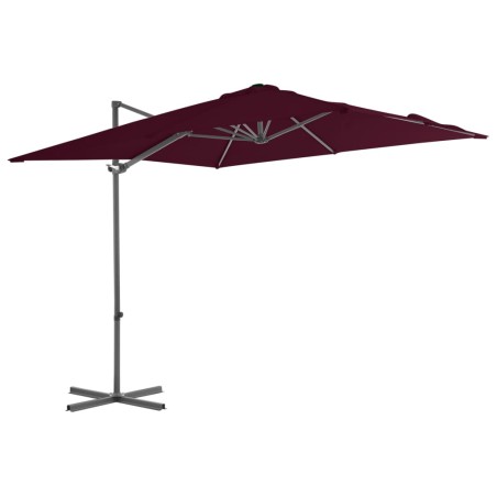 vidaXL Sombrilla voladiza con poste de acero rojo burdeos 250x250 cm