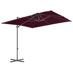 vidaXL Sombrilla voladiza con poste de acero rojo burdeos 250x250 cm