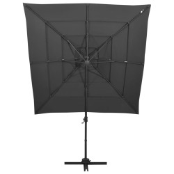 vidaXL Sombrilla de 4 niveles con poste aluminio antracita 250x250 cm