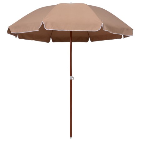 vidaXL Sombrilla con palo de acero gris taupe 240 cm