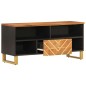 vidaXL Mueble de TV madera maciza mango marrón y negro 100x33,5x46 cm