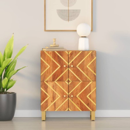 vidaXL Mueble auxiliar madera maciza mango marrón/negro 60x33,5x75 cm