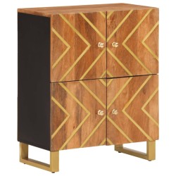 vidaXL Mueble auxiliar madera maciza mango marrón/negro 60x33,5x75 cm
