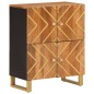 vidaXL Mueble auxiliar madera maciza mango marrón/negro 60x33,5x75 cm