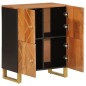 vidaXL Mueble auxiliar madera maciza mango marrón/negro 60x33,5x75 cm