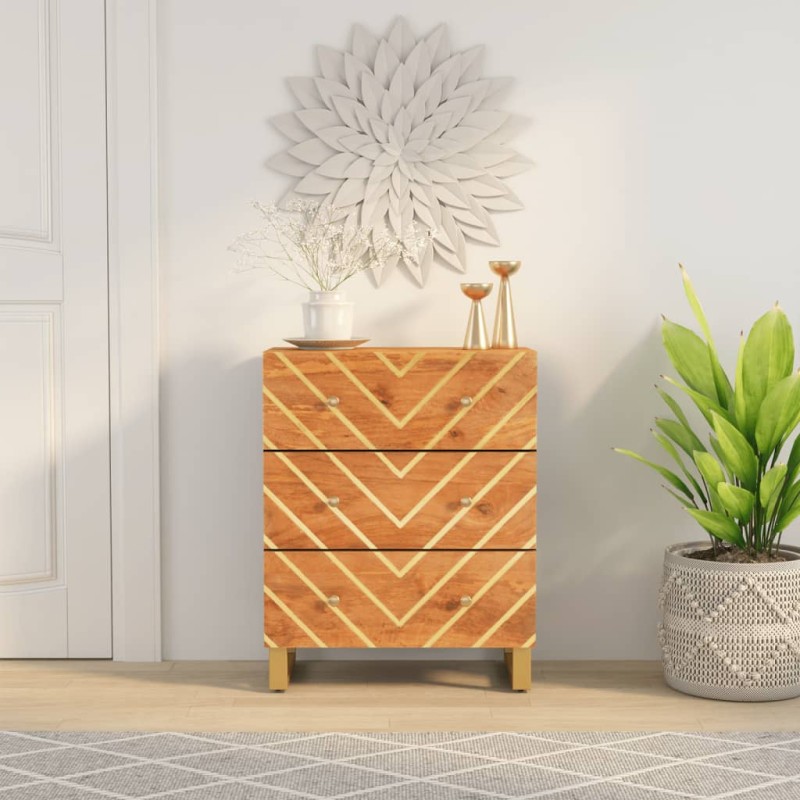 vidaXL Mueble auxiliar madera maciza mango marrón/negro 60x33,5x75 cm vidaXL Mueble auxiliar madera maciza mango marrón/negro 60x33,5x75 cm