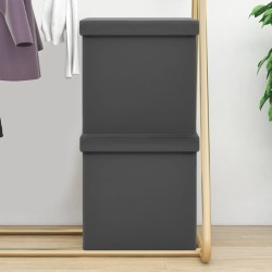 vidaXL Taburetes de almacenaje plegables 2 uds gris PVC