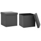 vidaXL Taburetes de almacenaje plegables 2 uds gris PVC vidaXL Taburetes de almacenaje plegables 2 uds gris PVC